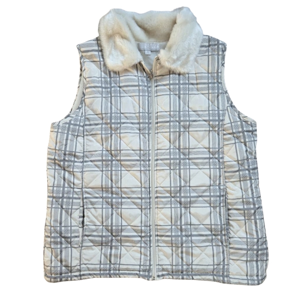 Carolyn Taylor Plaid Quilted Puffer Vest Women's Size XL